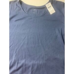 J. Jill Pima Shirred-Back Tee Blue Short Sleeve Lagenlook NWT boho artsy